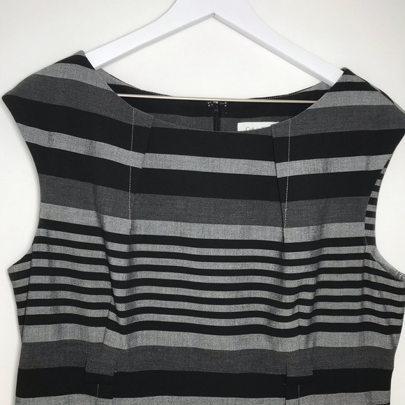 Calvin Klein Black & Grey Striped Cap Sleeve Dress - Picture 4 of 14